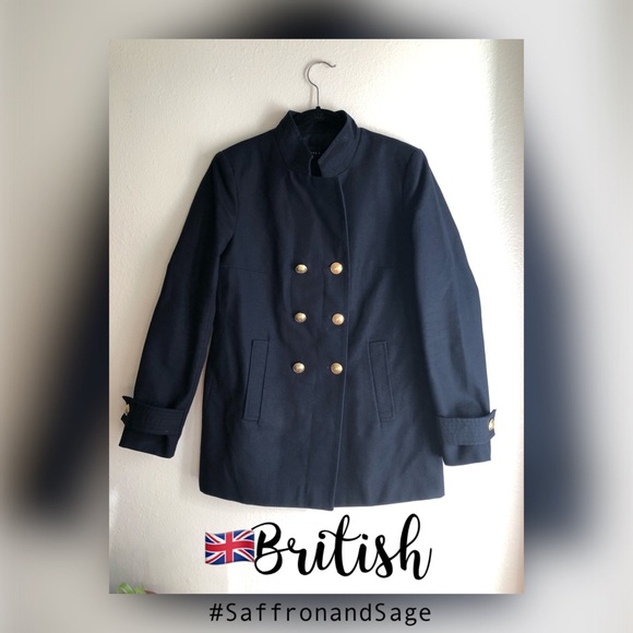 BRITISH!🇬🇧Zara Basic Collection Double Breasted Navy Blazer w/Gold Buttons🧥 - Picture 3 of 10